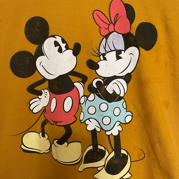 Disney MICKEY and MINNIE MOUSE T-Shirt Gold Cotton Shirt Sleeve Sz Large - Picture 2 of 7